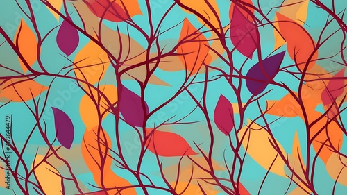 Twigs: Seamless Texture with Vibrant Colors