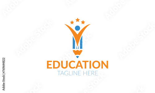 a white background with a logo for education