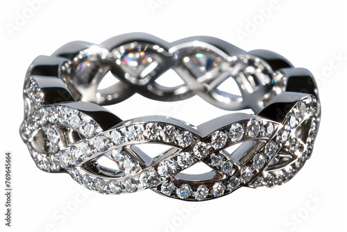 A diamond-encrusted wedding ring, symbolizing eternal love and commitment.