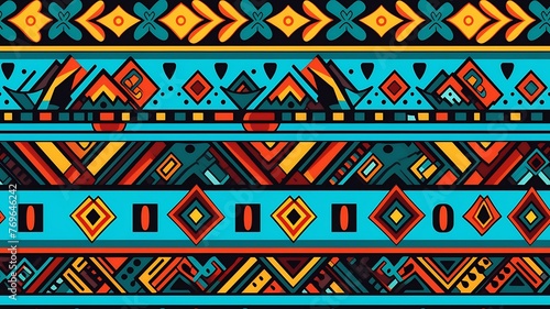 Vibrant Tribal Motifs: A Seamless Texture with Colorful Patterns