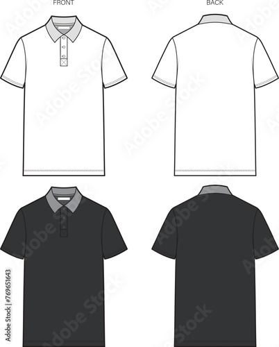 Polo shirt technical drawing Flat sketch for Adobe Illustrator