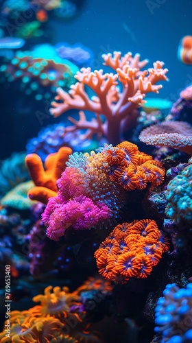 Colorful coral reef  closeup  photorealistic undersea image  natural lighting  ultra HD clean sharp focus