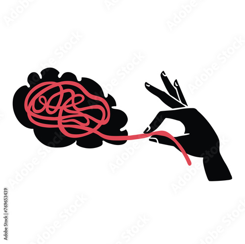 mental health, brain confusion silhouette vector illustration