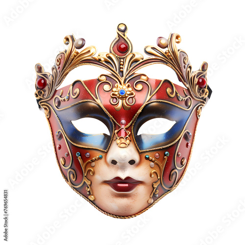 Carnival venician mask on transparent background. Generative ai design art.