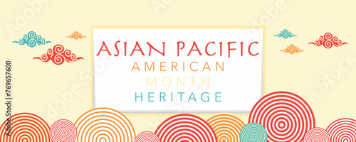 Asian Pacific American Heritage Month. Celebrated in May. It celebrates the culture, traditions and history of Asian Americans and Pacific Islanders in the United States. Poster, card, banner. Vector photo