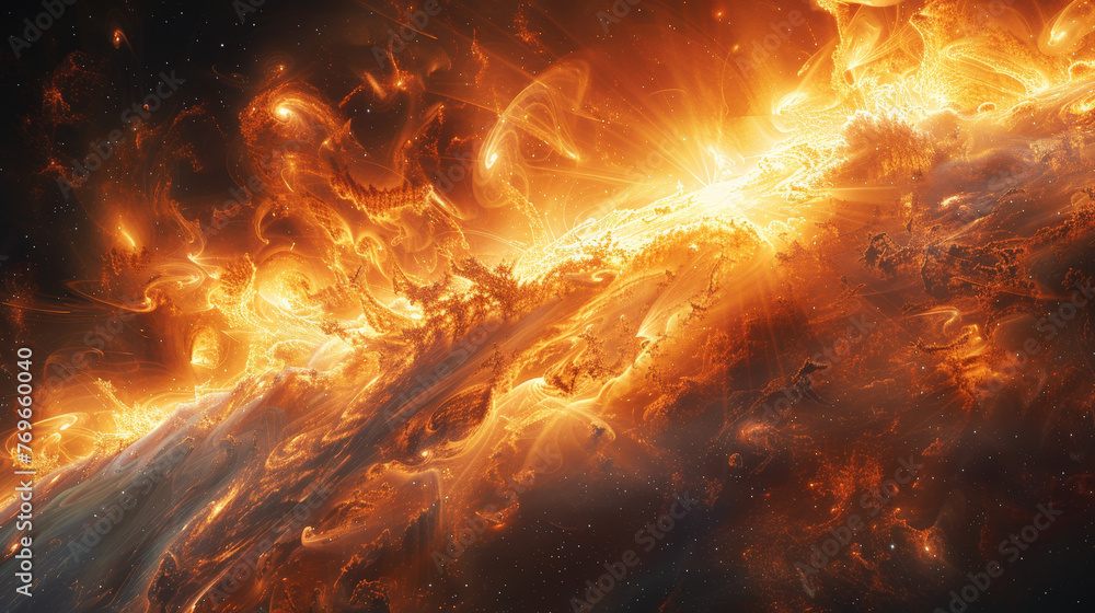 Sunspot Fury: Solar Disturbances in Fiery Shades