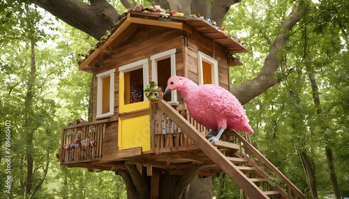 A Dodo Bird In A Treehouse Made Of Candy