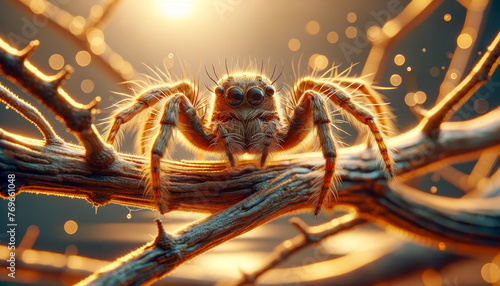 Spider on a Web , macro photography , natural background.