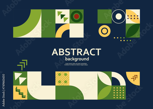 Retro Geometric Cover. Abstract Shape Composition. Colorful neo geometric poster. Modern abstract promotional flyer background vector