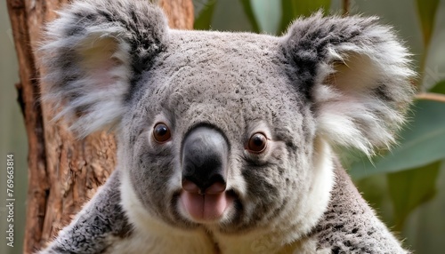 A Koala With Its Ears Twitching As It Listens For