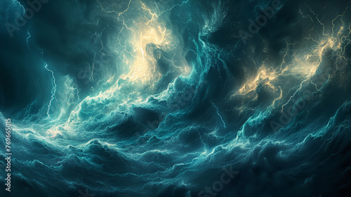 Fury of the Skies: Lightning Storm in Electric Blues © Sekai