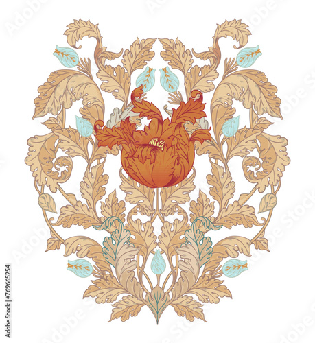 Floral vintage seamless pattern for retro wallpapers, textiles, designs. Ench...