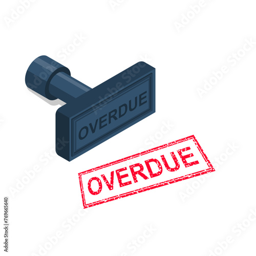 Overdue stamp. Rubber stamp. Red grunge stamp. Vector illustration flat design. Isolated on white background.