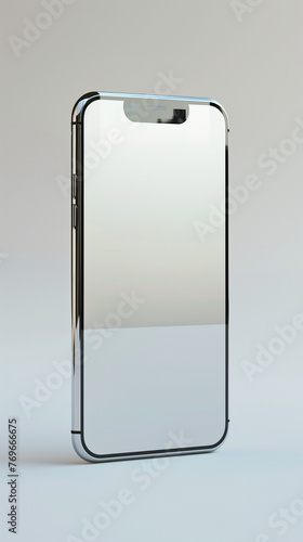 iPhone mock-up with a white/grey background. AI Generated