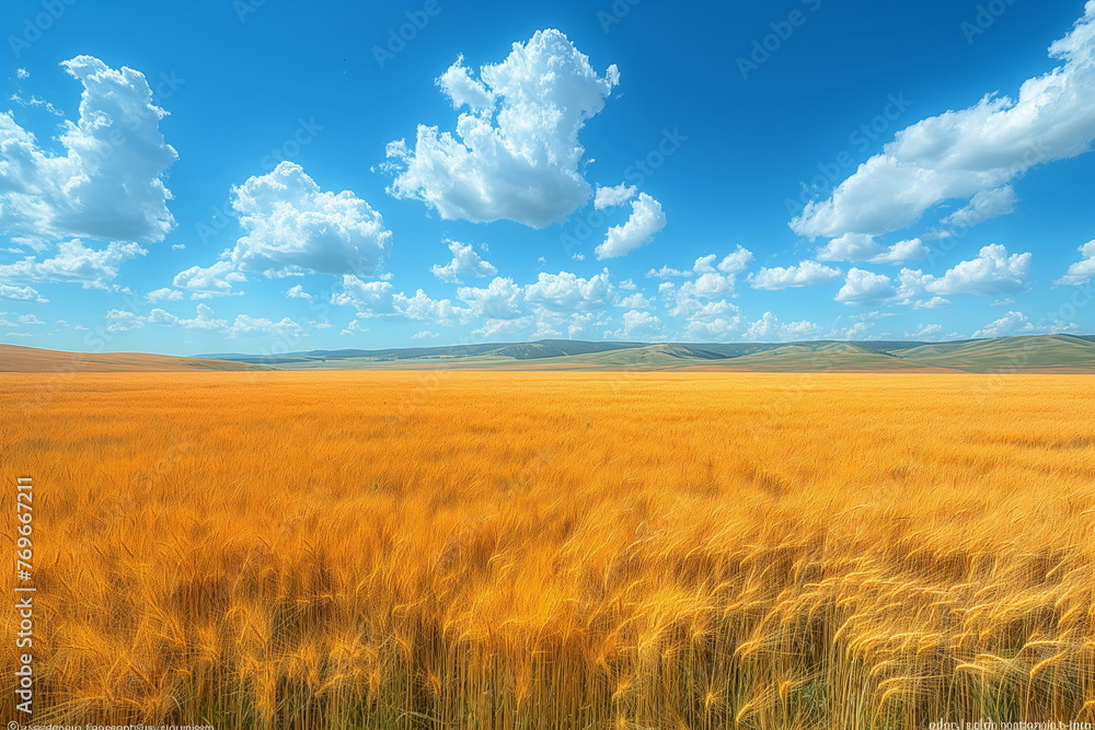 The wheat field on a sunny day