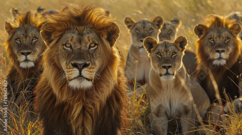 lion pride in the grass © Spyrydon