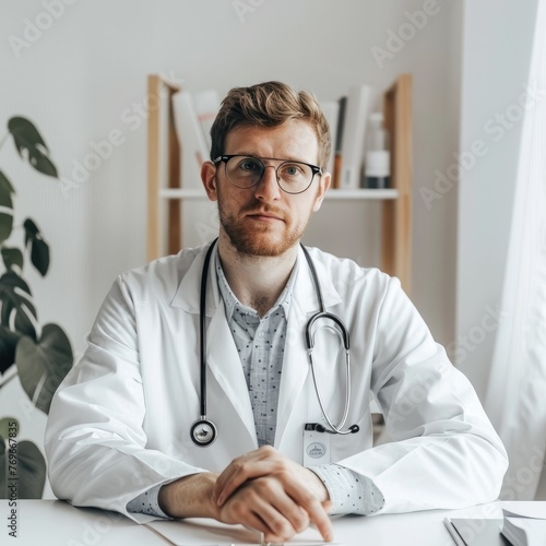 A male doctor in a lab coat...