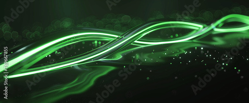 Green Glowing Energy Flow with Particle Effect
