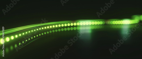 Glowing Green Neon Lights with Bokeh Effect
