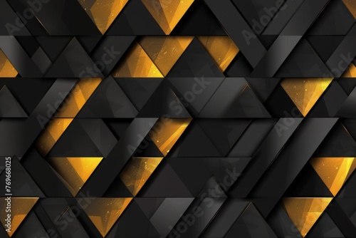 Abstract geometric background with triangles in black and golden colors