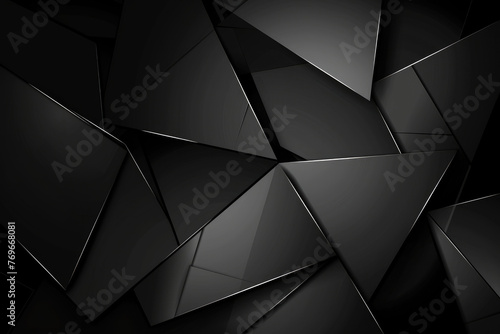 Abstract geometric background with triangles in black and silver colors with smooth texture