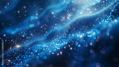 Abstract blue shiny particals wallpaper background. AI Generated