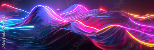 Neon Glow on Dynamic Abstract Waves 