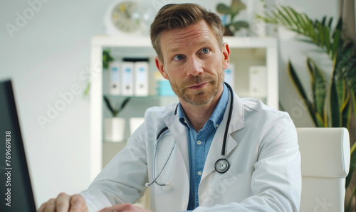 A male doctor in a lab coat...