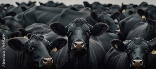 A cluster of cows gathers closely together, forming a peaceful and harmonious scene.