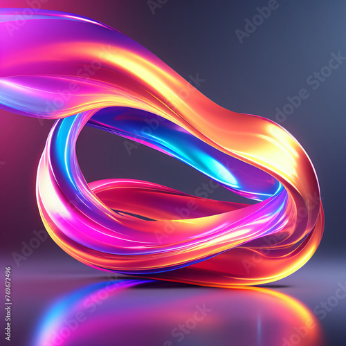 abstract futuristic background with gold pink blue glowing neon fluid wave with highlights tech