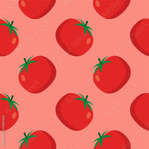 red tomatoes seamless pattern vector illustration. Fresh Vegetables. Food Background. Great for food Wrapping Paper, Packaging. Ecological vegetarian food background. Farm market product.