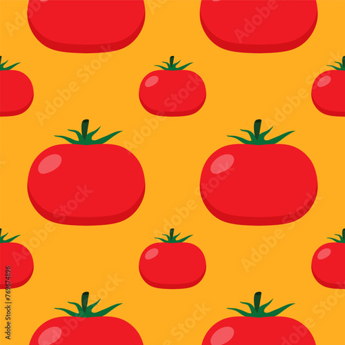 red tomatoes seamless pattern vector illustration. Fresh Vegetables. Food Background. Great for food Wrapping Paper, Packaging. Ecological vegetarian food background. Farm market product.