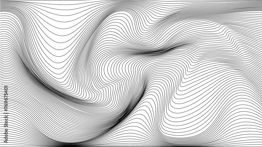 Abstract lines forming fabric-like distortion effect - obrazy, fototapety, plakaty 