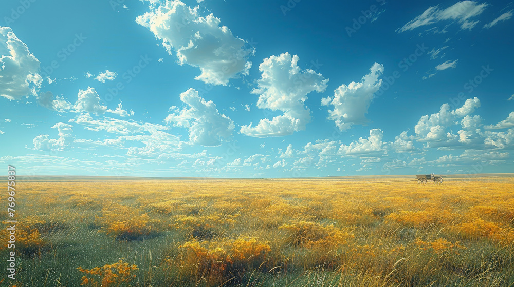 Vast Horizons: Steppe Landscape from Watchtower