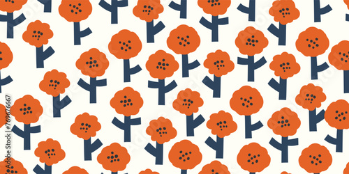 Floral botanical seamless pattern design. Seamless background. Suitable for fabric, textiles, clothing, wrapping paper, cover, interior design, and background.