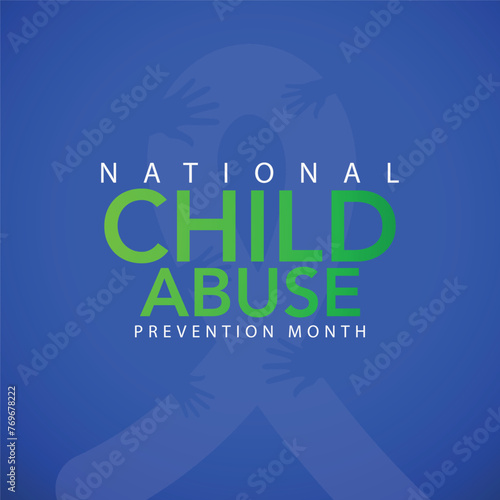 Child Abuse prevention month is observed every year in April, to raising awareness and preventing child abuse. Vector illustration