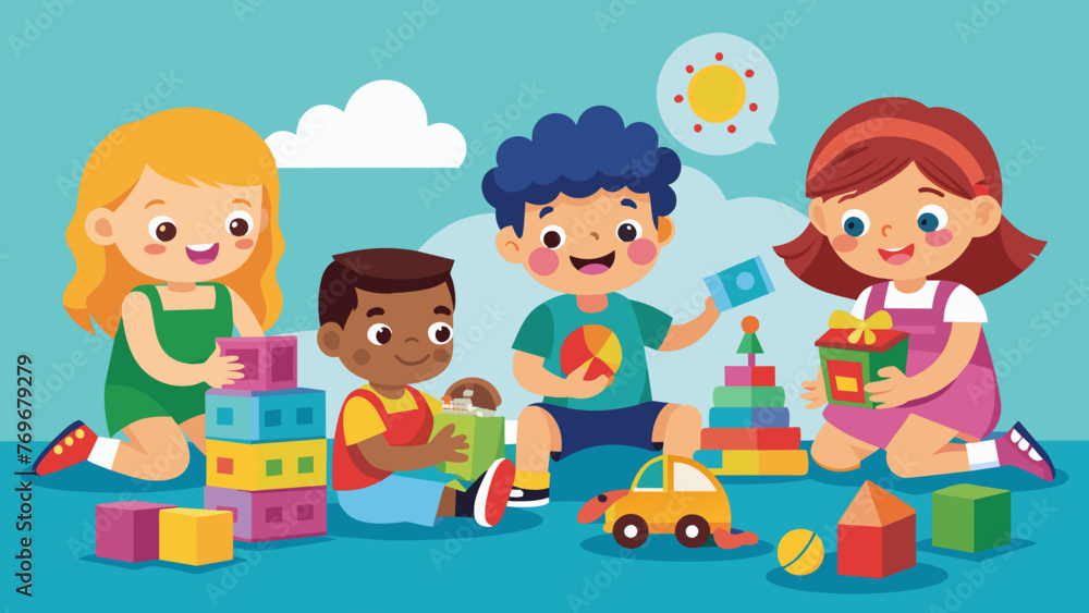 kids playing with toys a vector illustration of k kids playing with toys a vector illustration of k