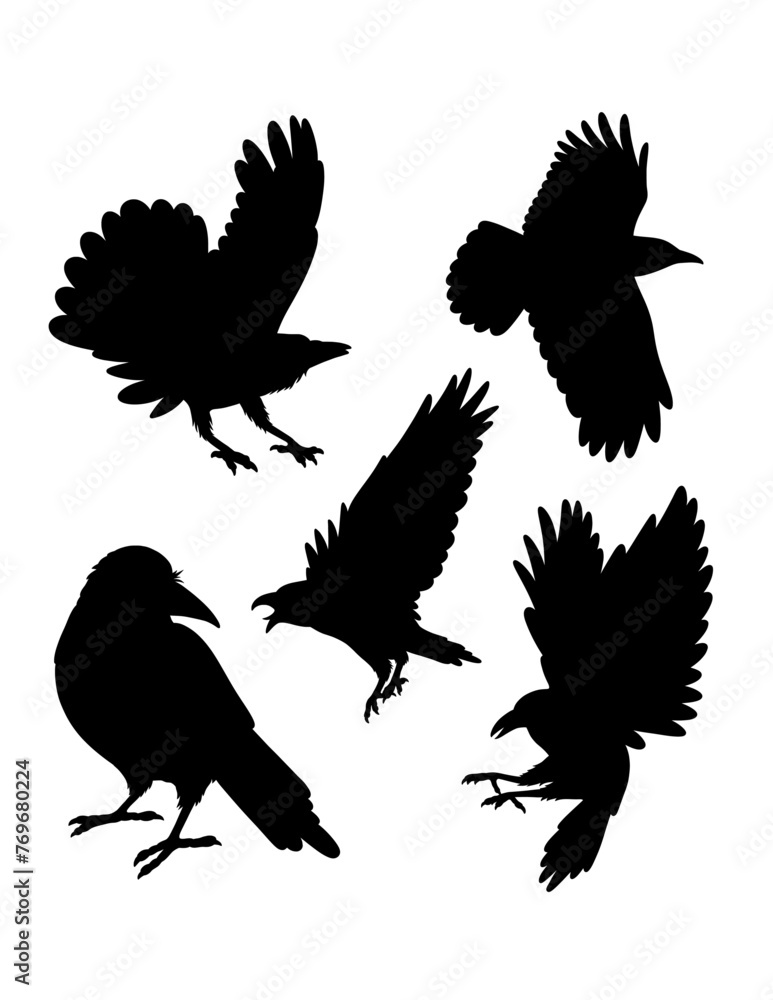 Crow bird poultry flying animal silhouette Crow bird poultry flying animal silhouette