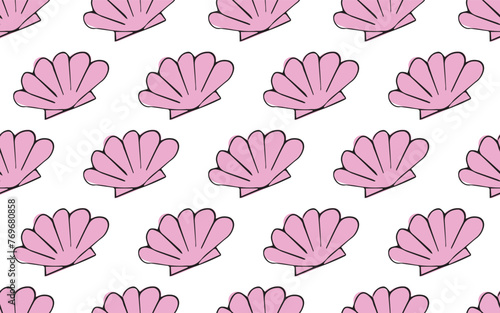 seashell. Doodle. a seashell. a marine inhabitant. the pattern. seamless pattern. drawing. vector. for textiles, wrappers. packages. the pattern is drawn in the doodle style.