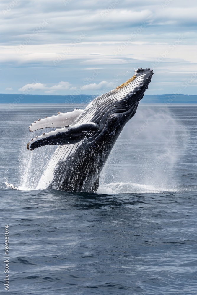 Fototapeta premium A humpback whale breaching