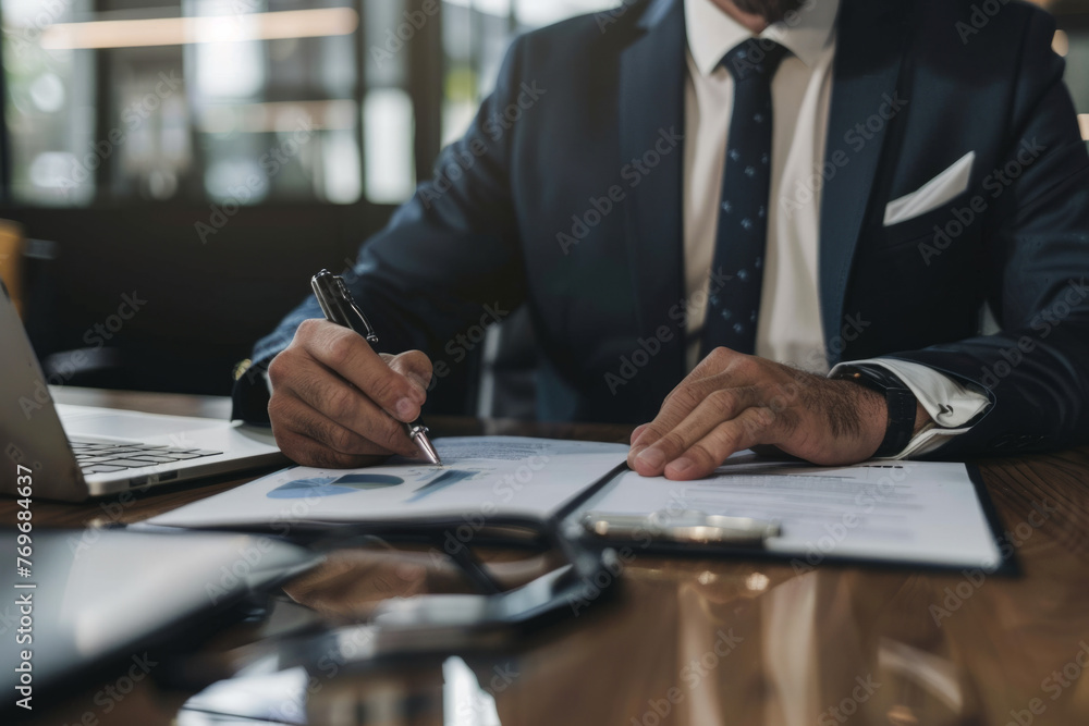 A businessman working in an office, concept of a consultant lawyer A businessman working in an office, concept of a consultant lawyer