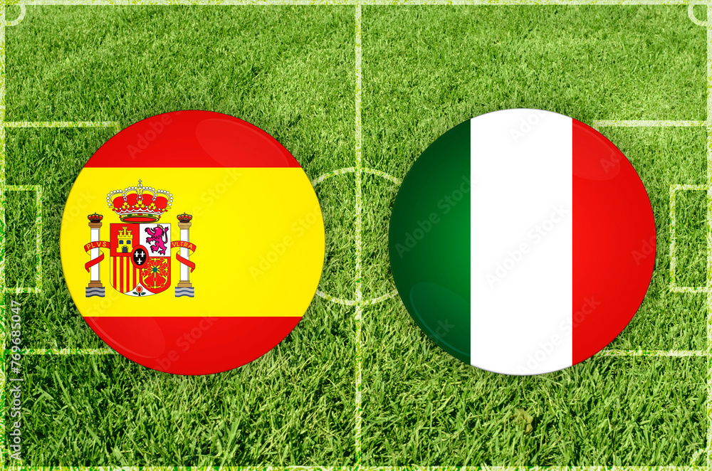 Fototapeta premium Spain vs Italy football match