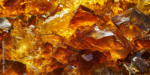 Amber. Beautiful colored pieces of amber. Amber texture. Red-yellow amber with bubbles, waves, divorces and color transitions. Natural mineral Sunstone. Material for jewelers. Crystal. Digging stone