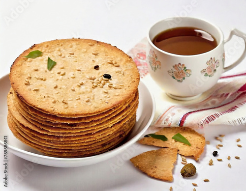 khakhra. indian khakhra is a traditional gujarati snack photo