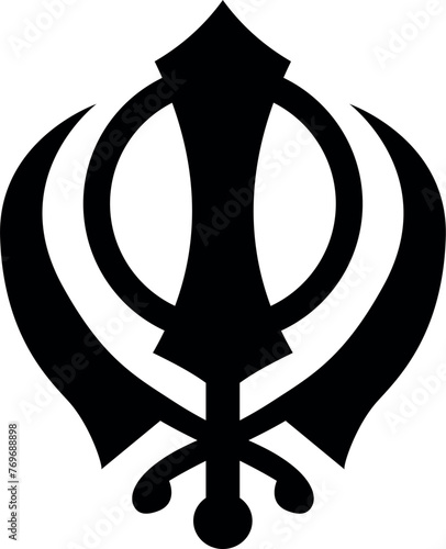 Khanda, Sikhism symbol icon Sikhism religion vector logo. Deg tegh fateh