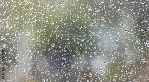 background image of .window glass with raindrops in focus and blurred image in the background