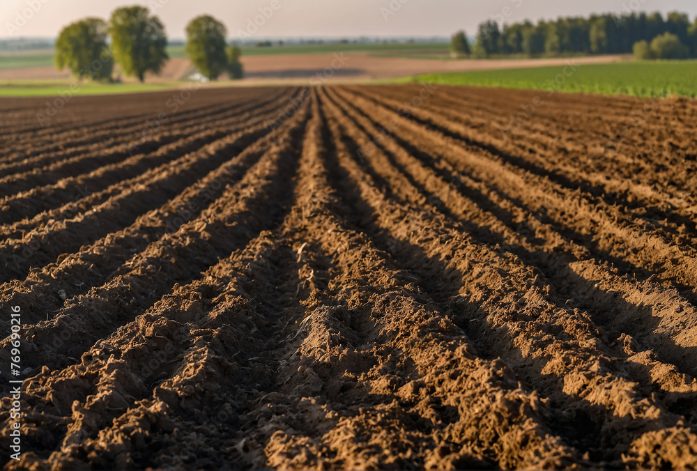 plowed field after harvest plowed field after harvest