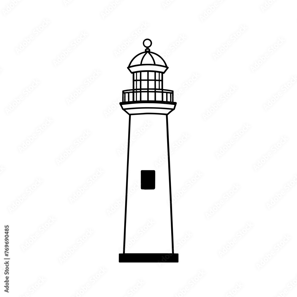 Simple lighthouse isolated vector black icon