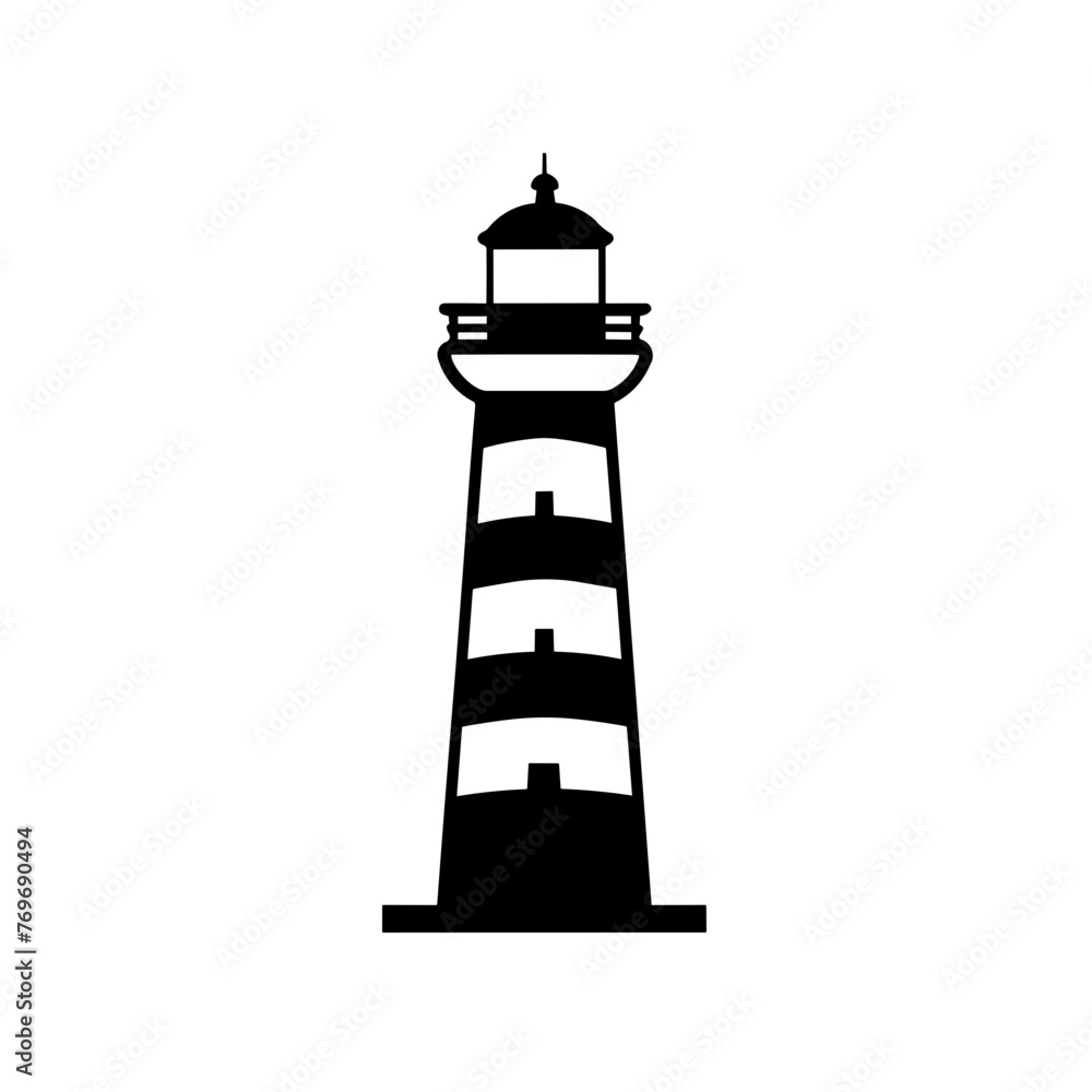 Simple lighthouse isolated vector black icon