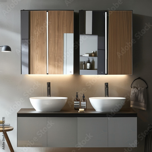 Minimalist Basin Cabinets   Reflective Surfaces  Contemporary Class